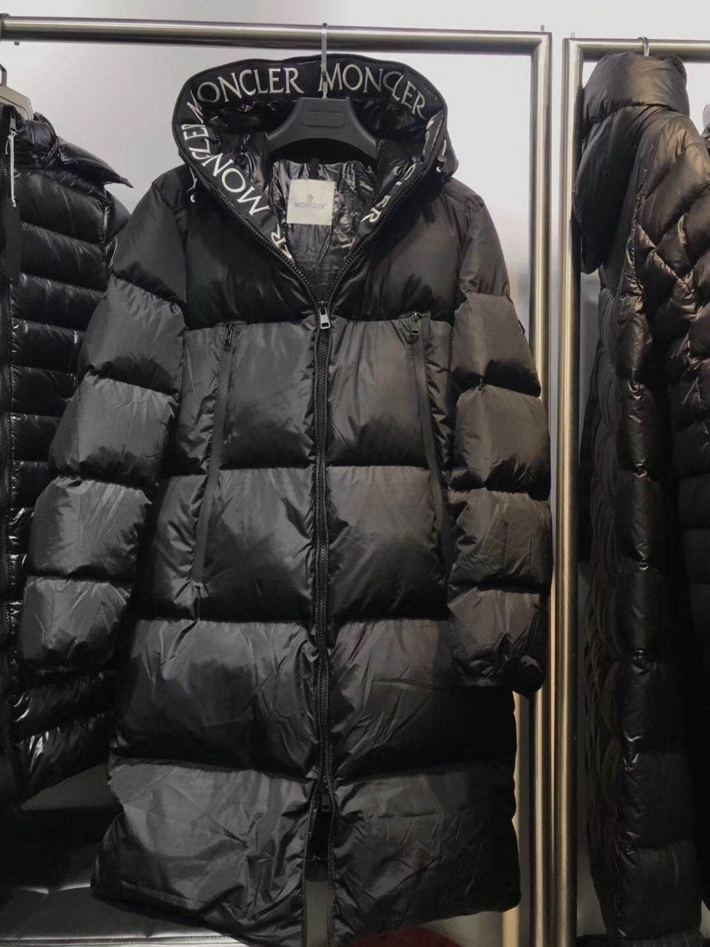 Moncler Long Hooded Quilted Puffer Coat
