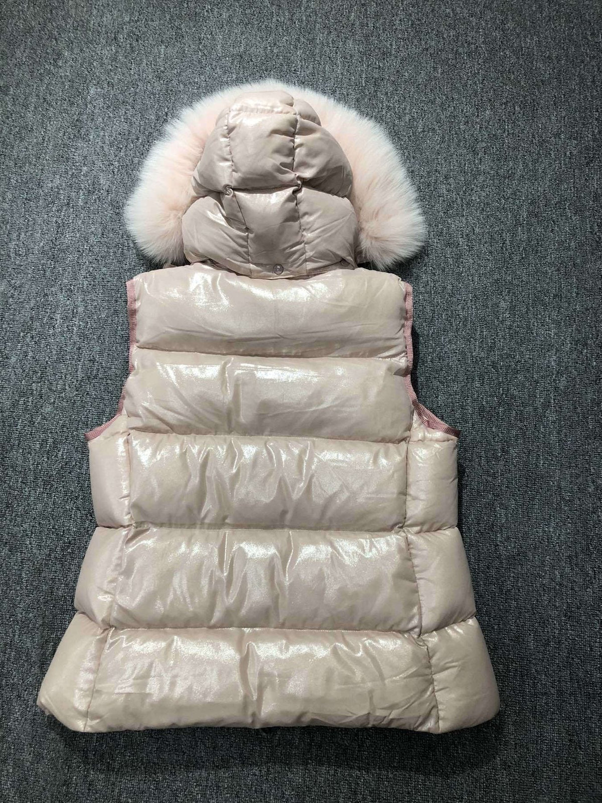 Moncler Fur-Trim Hooded Down Vest