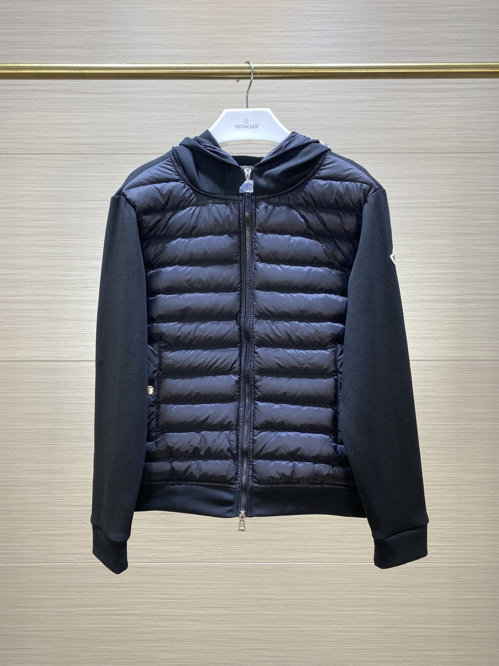 Moncler Black Sweater Sleeve Down Jacket