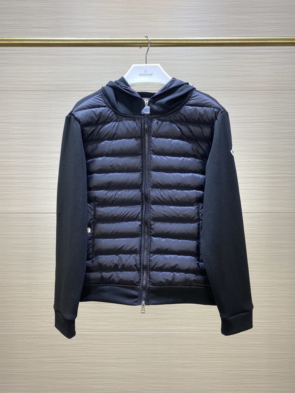Moncler Black Sweater Sleeve Down Jacket