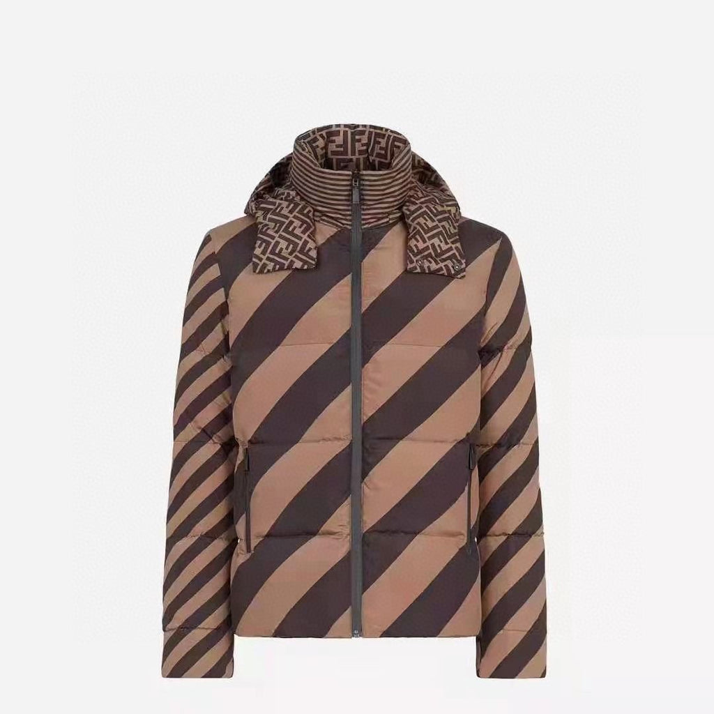 Fendi Reversible Brown Geometric Puffer Jacket