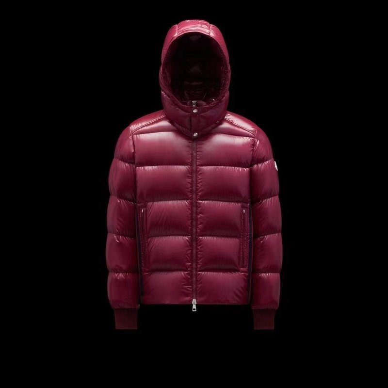 Moncler Color-Block Hooded Short Down Coat