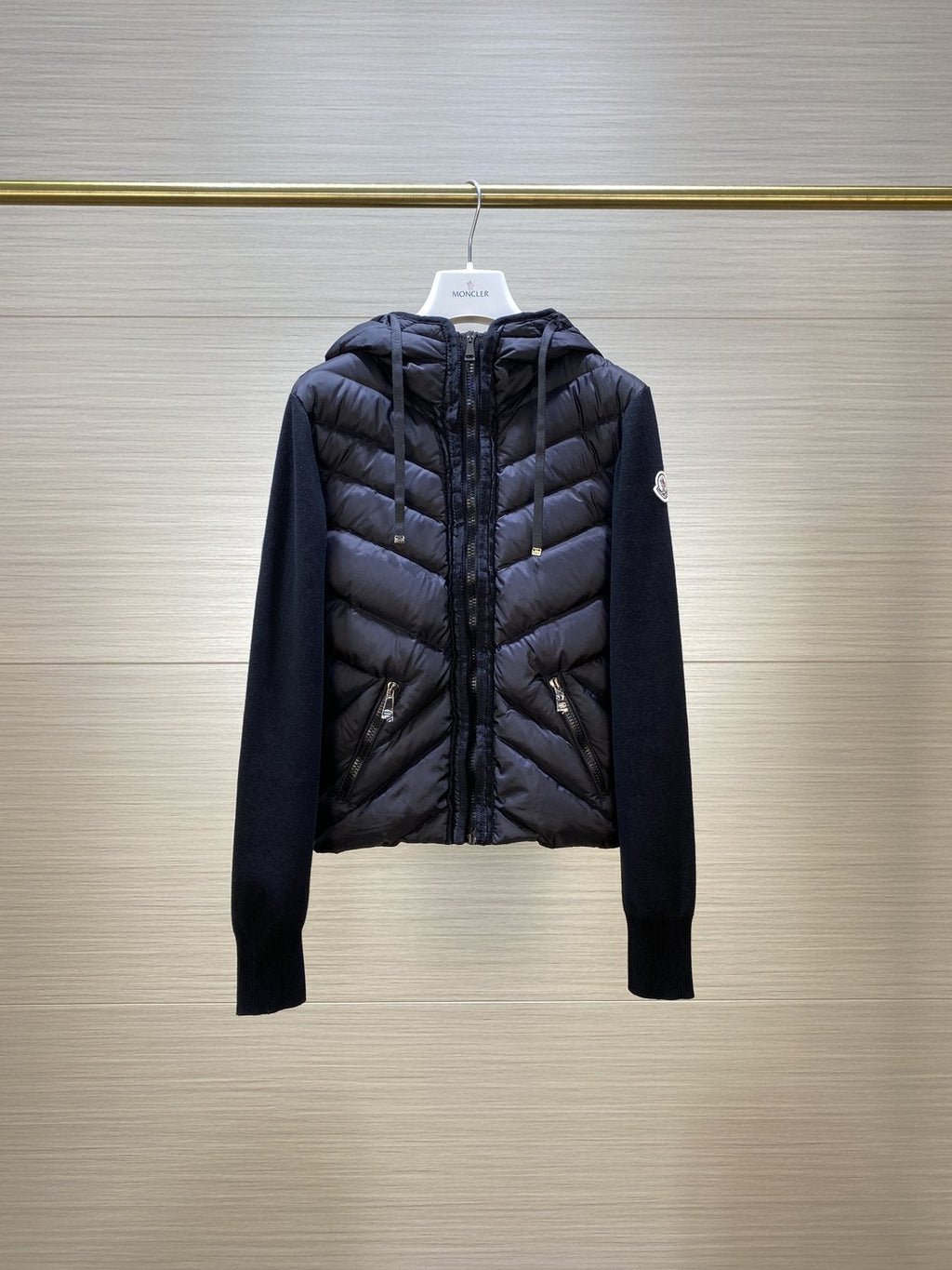Moncler Hooded Padded Front Knit Jacket