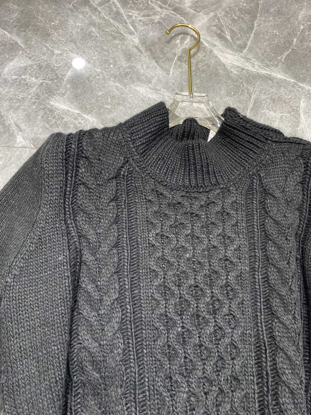 Moncler Belted Padded Panel Cable-Knit Sweater