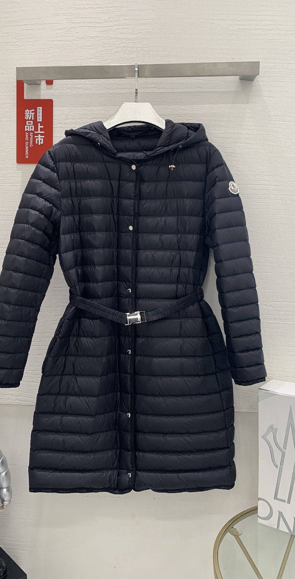 Moncler Women’s Belted Hooded Long Down Coat