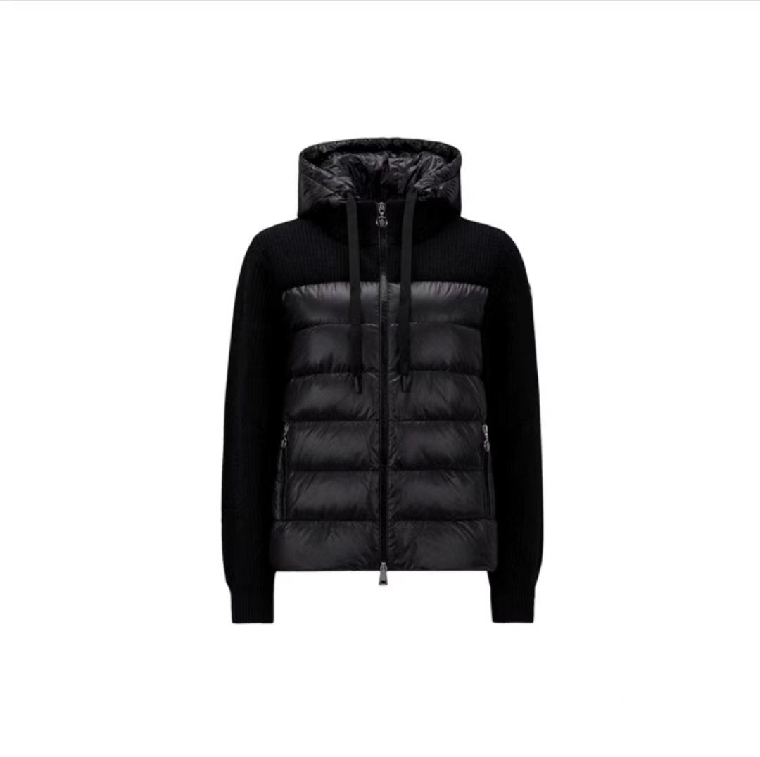 Moncler Women's Hooded Knit Sleeve Down Jacket