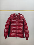 Moncler Glossy Knit-Panel Short Down Coat
