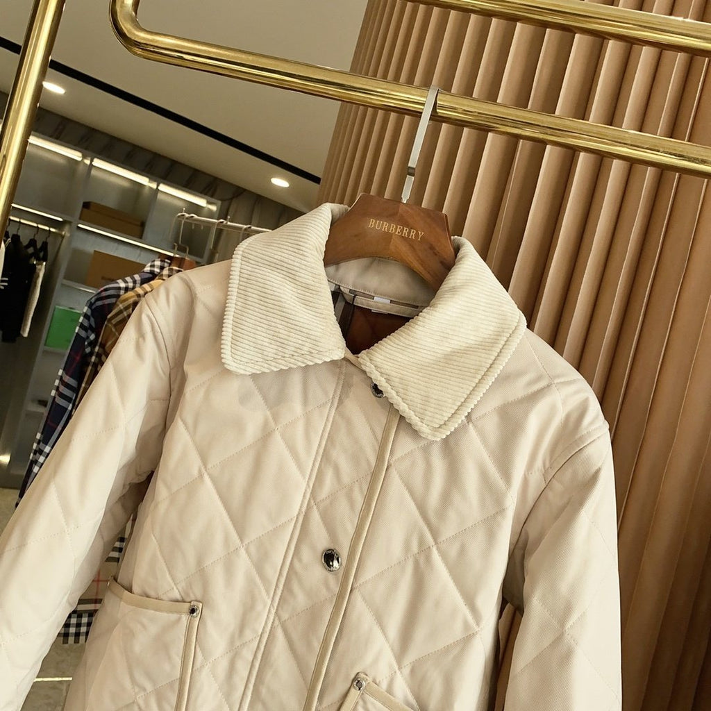 Burberry Reversible Diamond-Quilted Corduroy-Collar Jacket