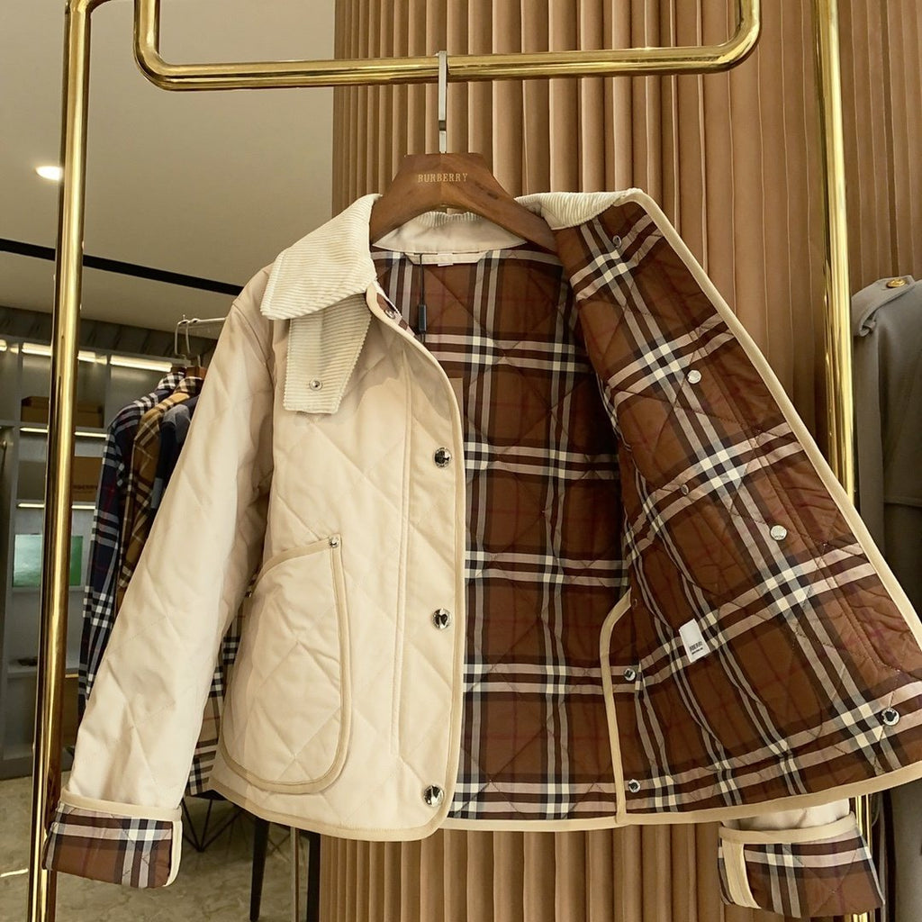 Burberry Reversible Diamond-Quilted Corduroy-Collar Jacket