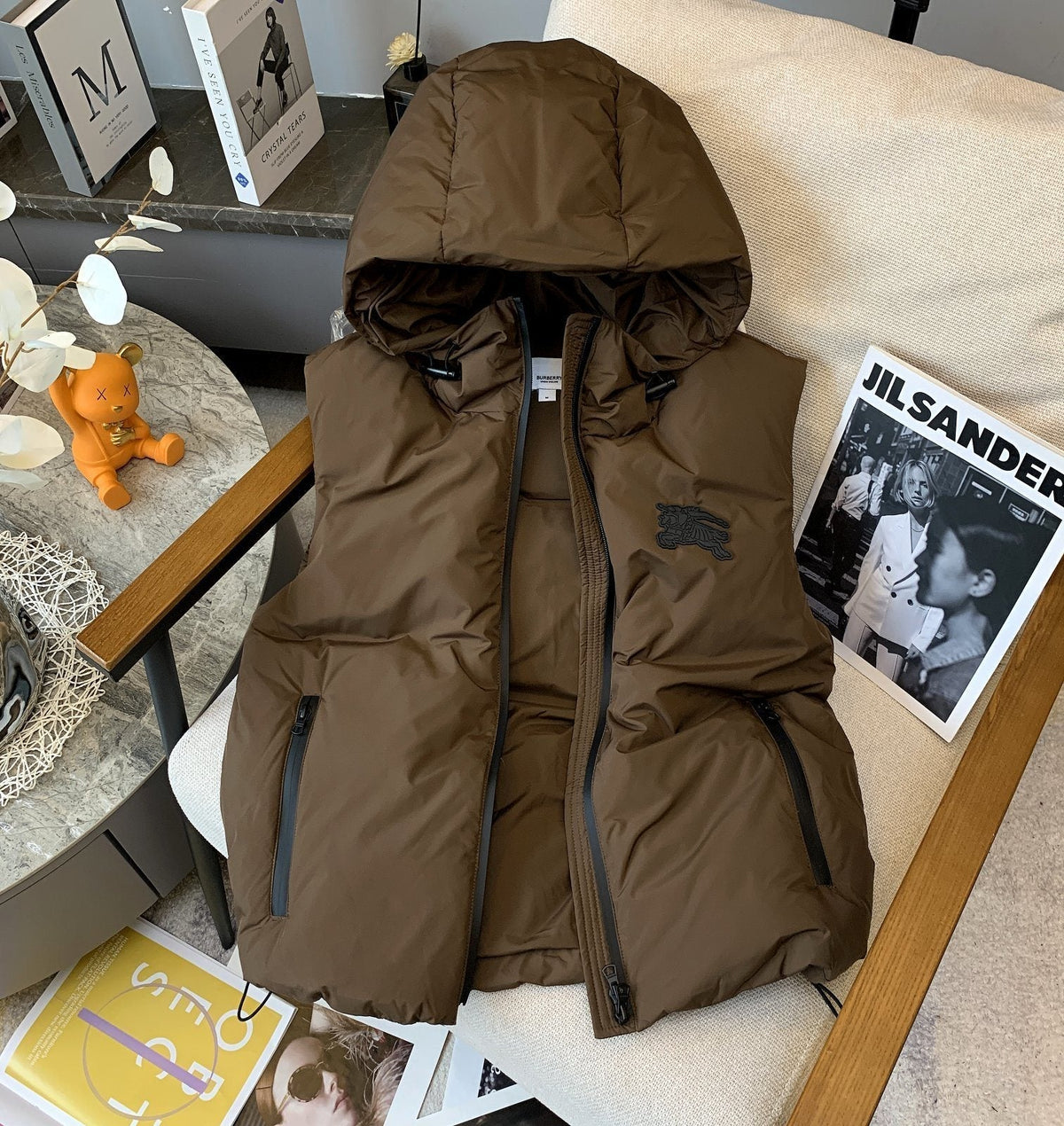 Burberry Pegasus-Emblem Hooded Down Vest