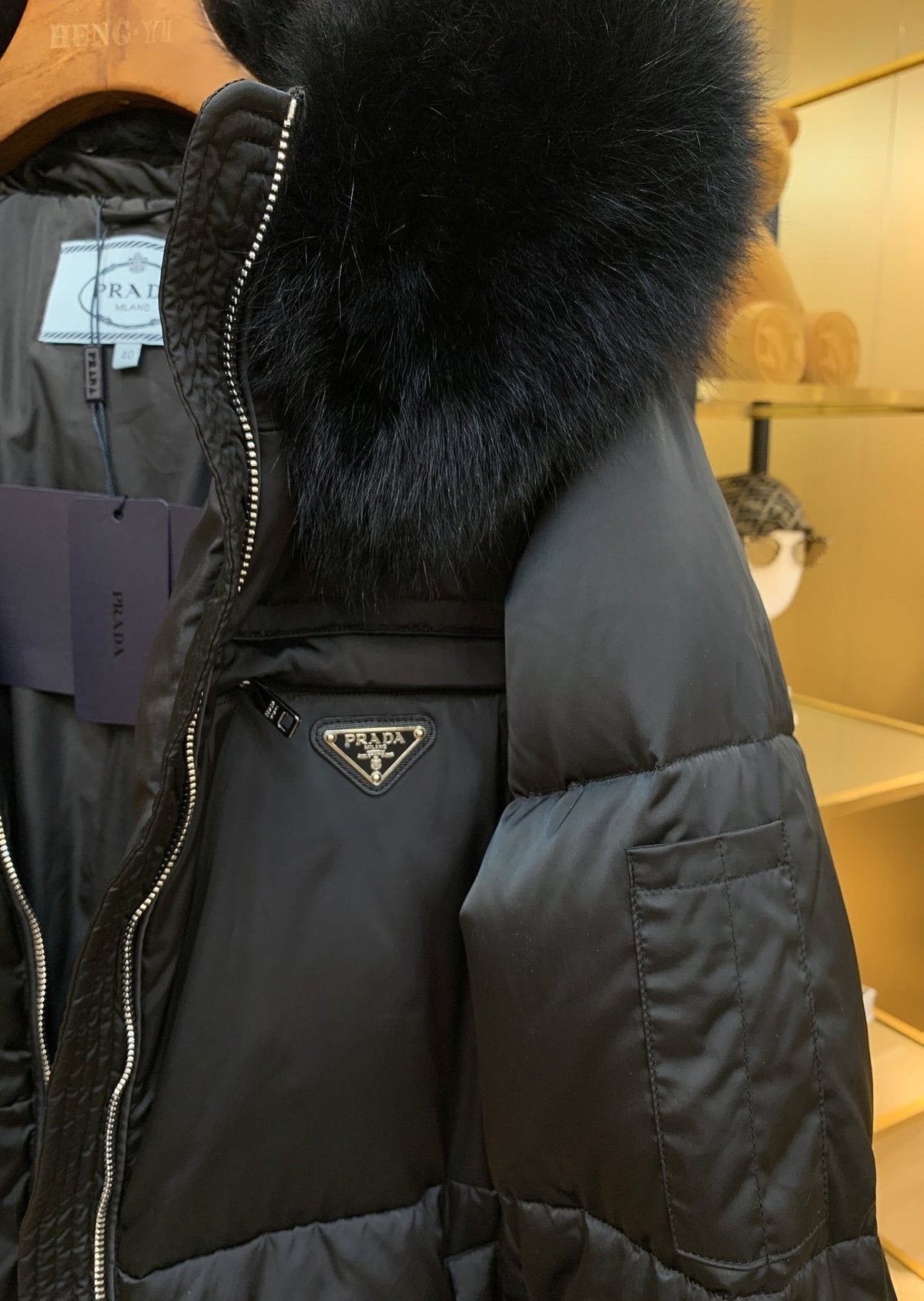 Prada Long Belted Puffer Jacket