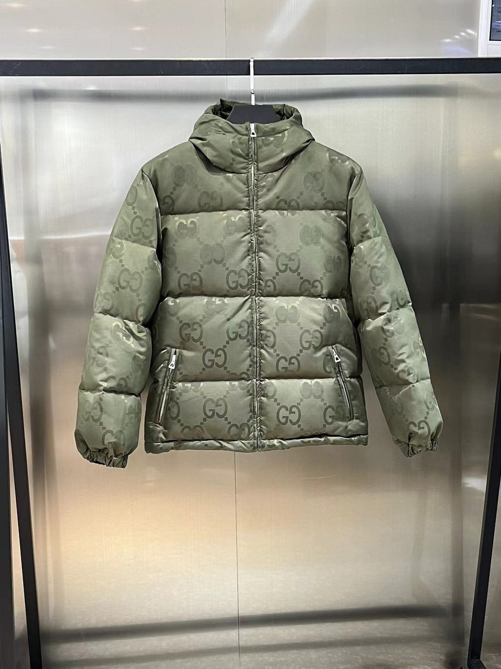 GUCCI Hooded Tonal Monogram Puffer Jacket