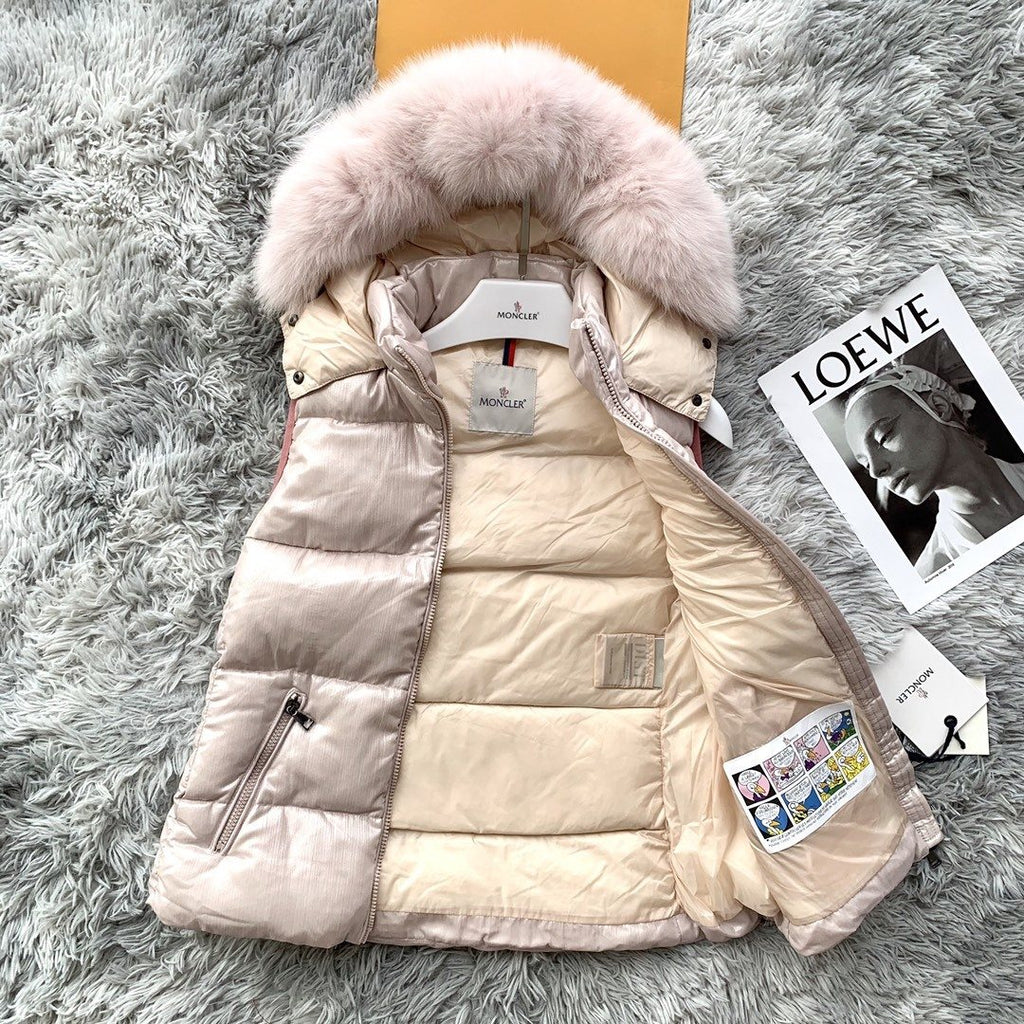Moncler Fur-Trimmed Hooded Down Vest