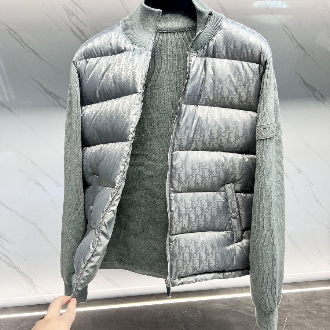 Dior Oblique Sweater Sleeve Down Jacket