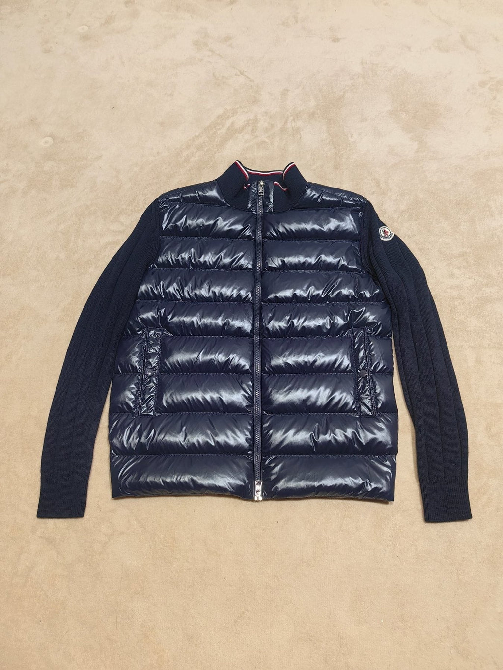 Moncler Quilted Knit-Sleeve Jacket