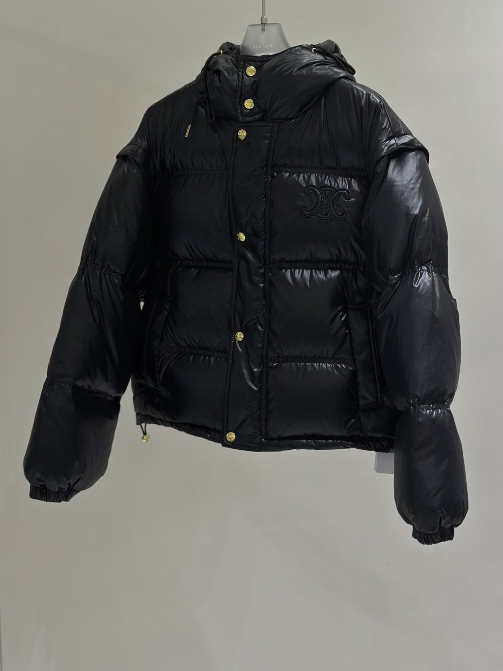 Celine Glossy Hooded Quilted Puffer Coat
