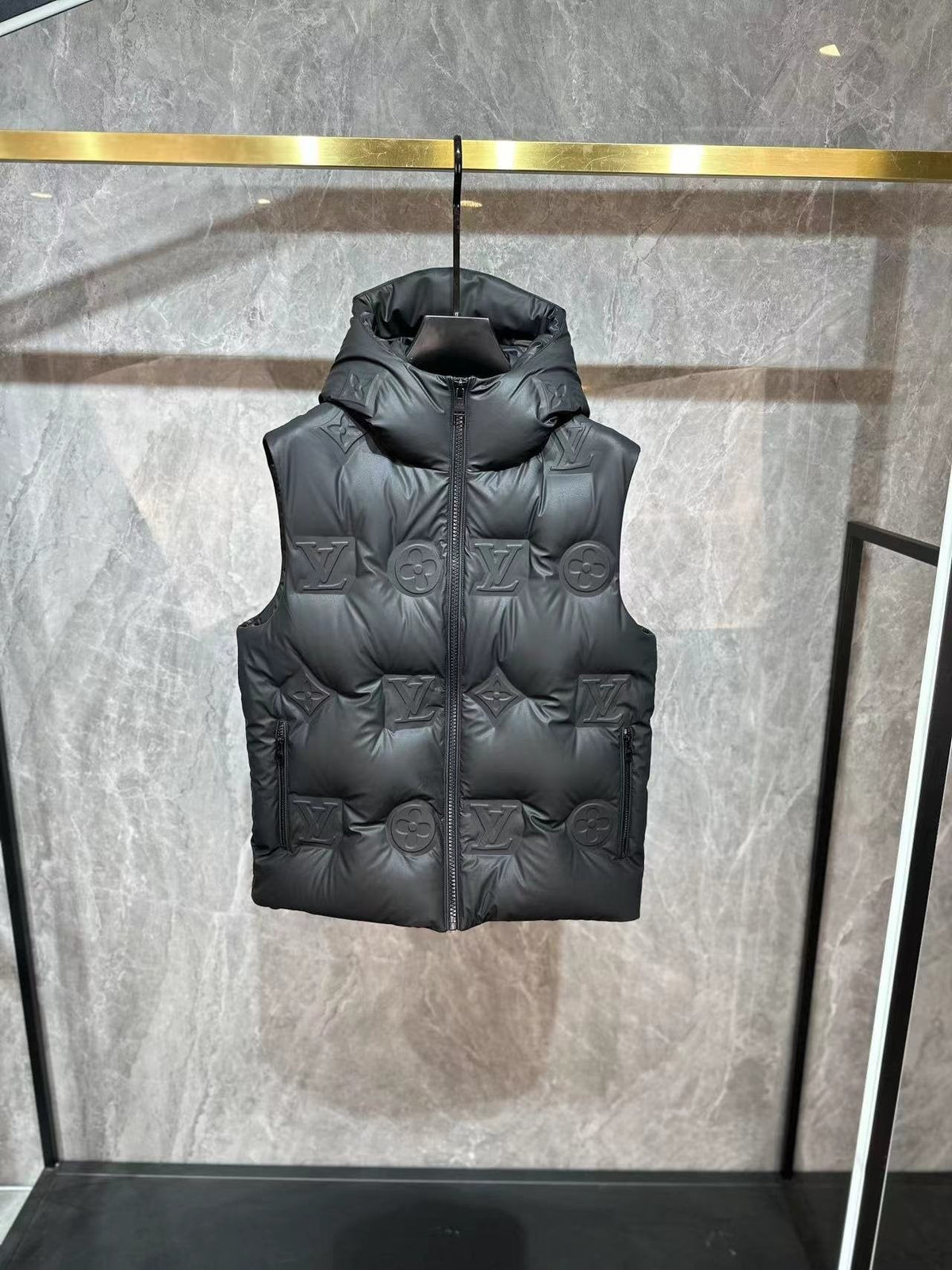 LV Tonal Monogram Hooded Quilted Vest