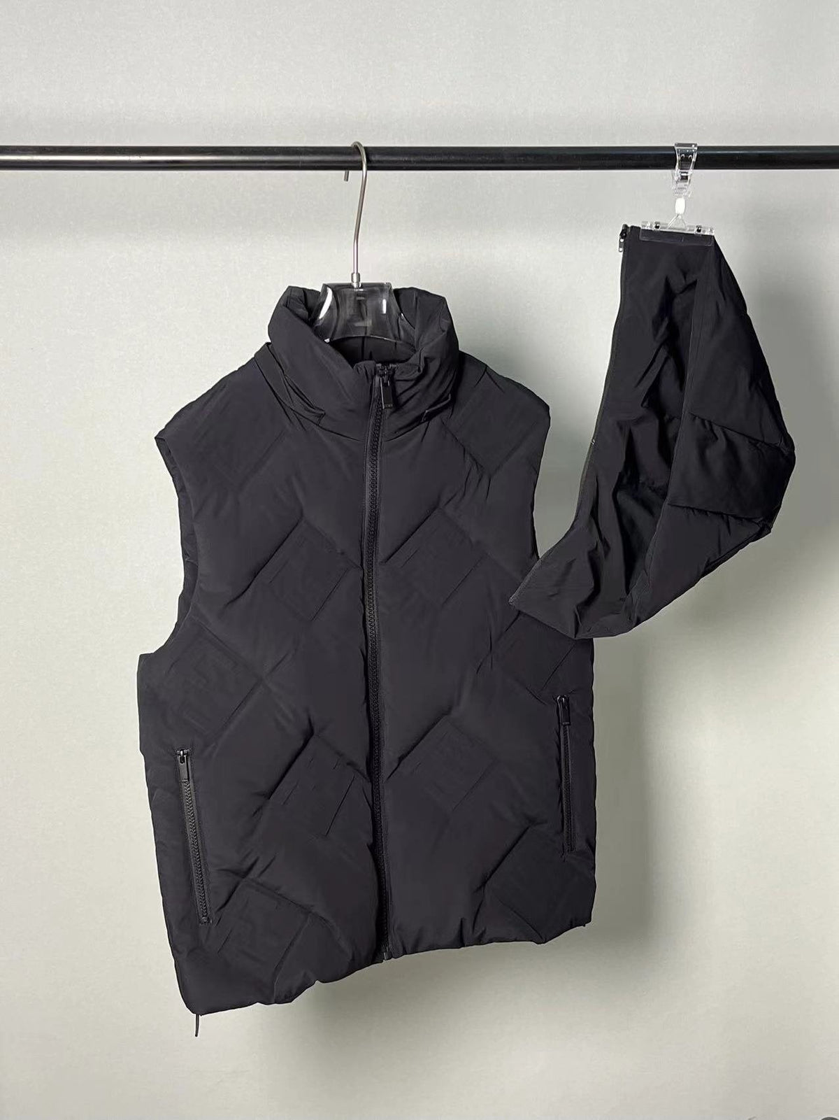 Fendi Geometric-Quilted Hooded Down Vest