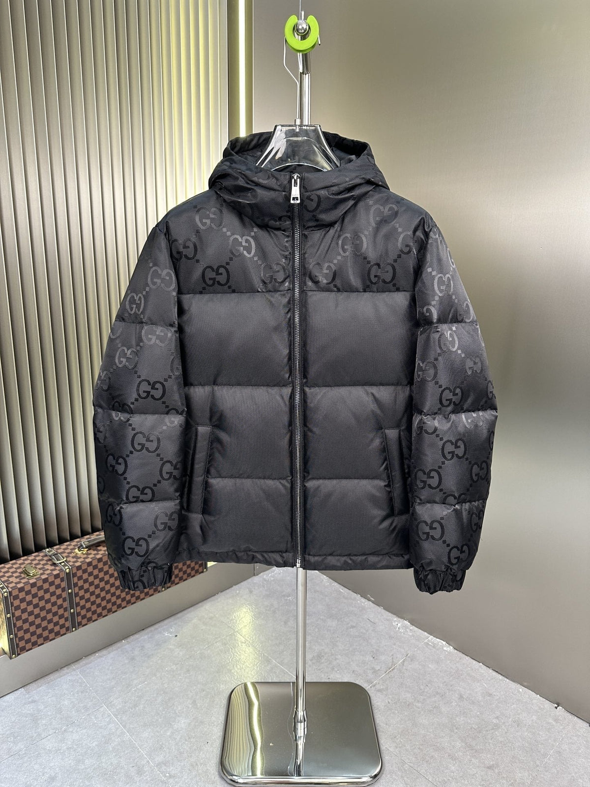 GUCCI Hooded Patterned-Panel Puffer Jacket