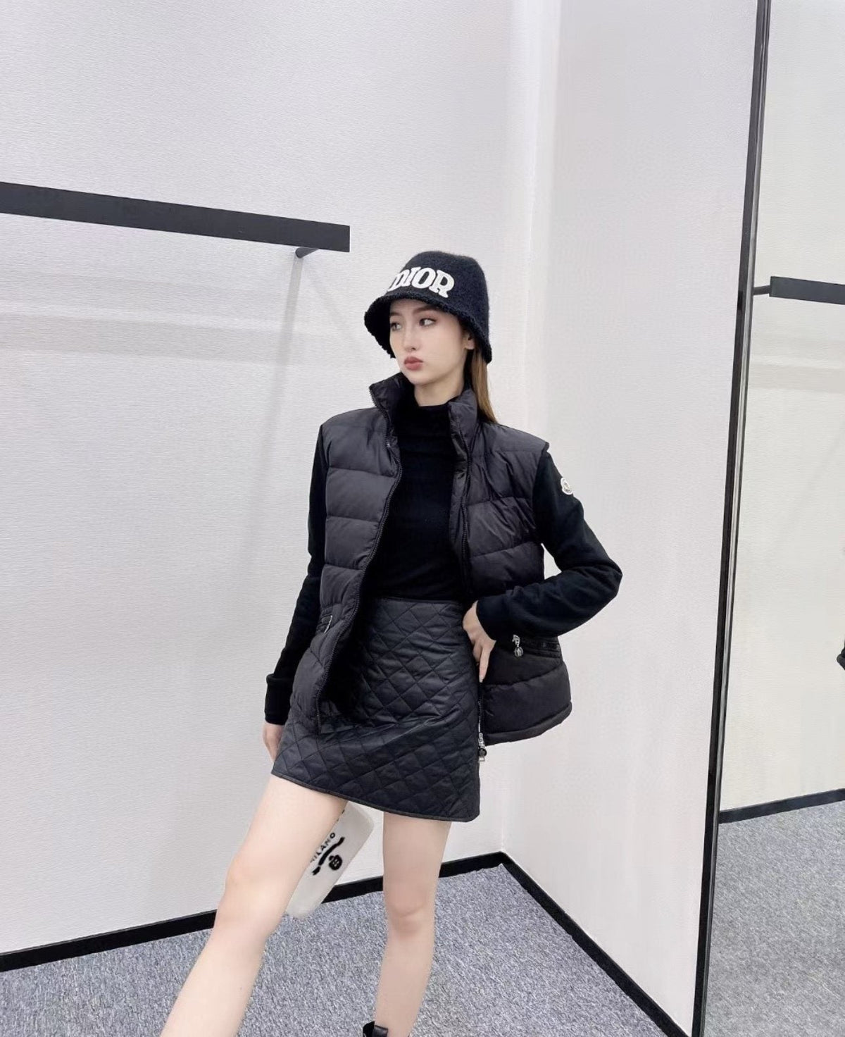 Moncler Quilted Front Knit Jacket