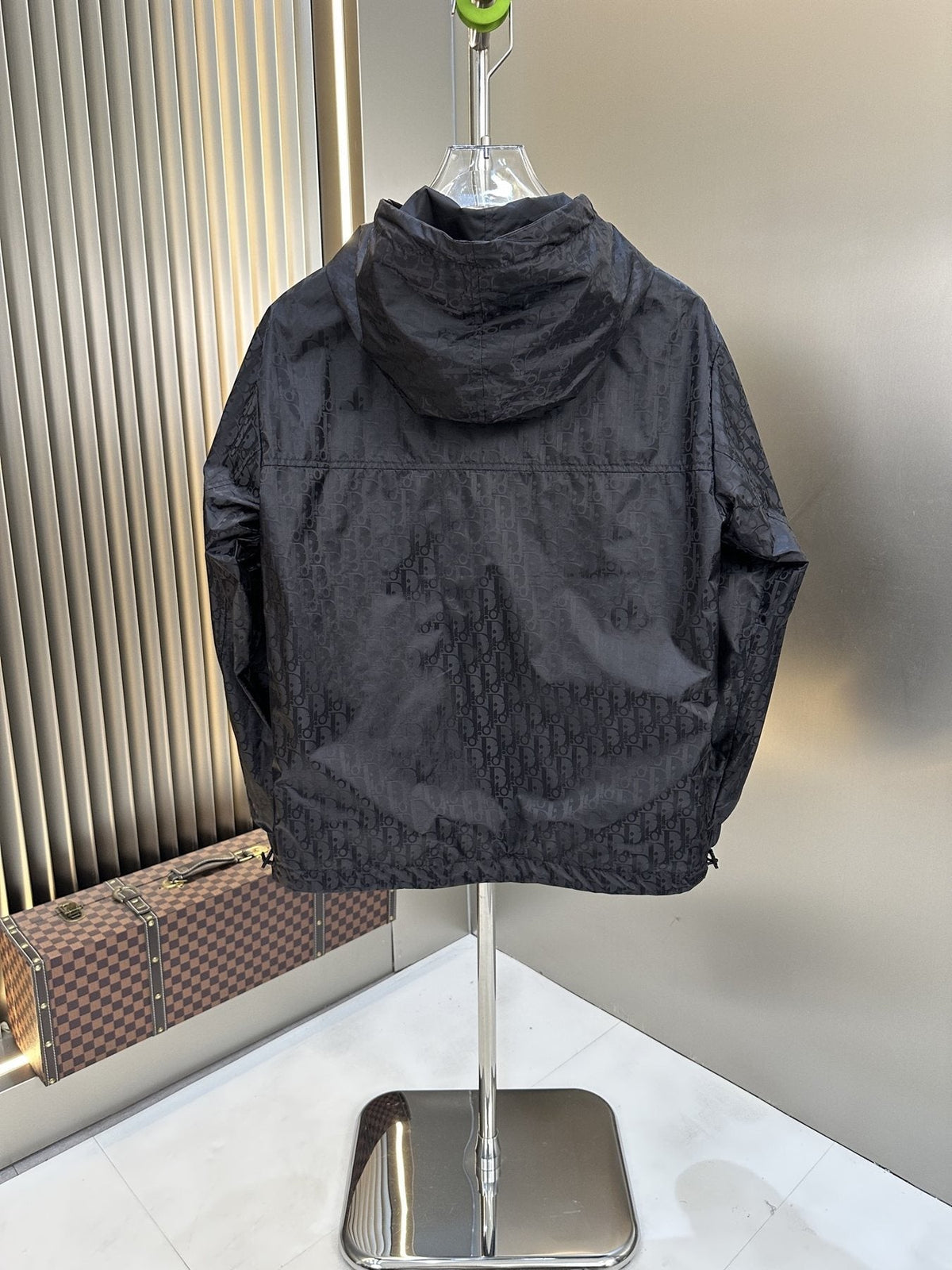 Dior Black Patterned Hooded Zip-Front Jacket