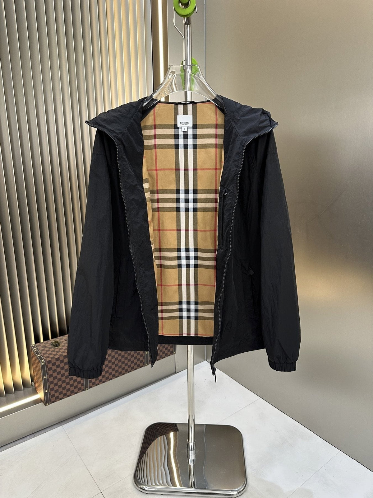 Burberry Hooded Check-Lined Zip Jacket