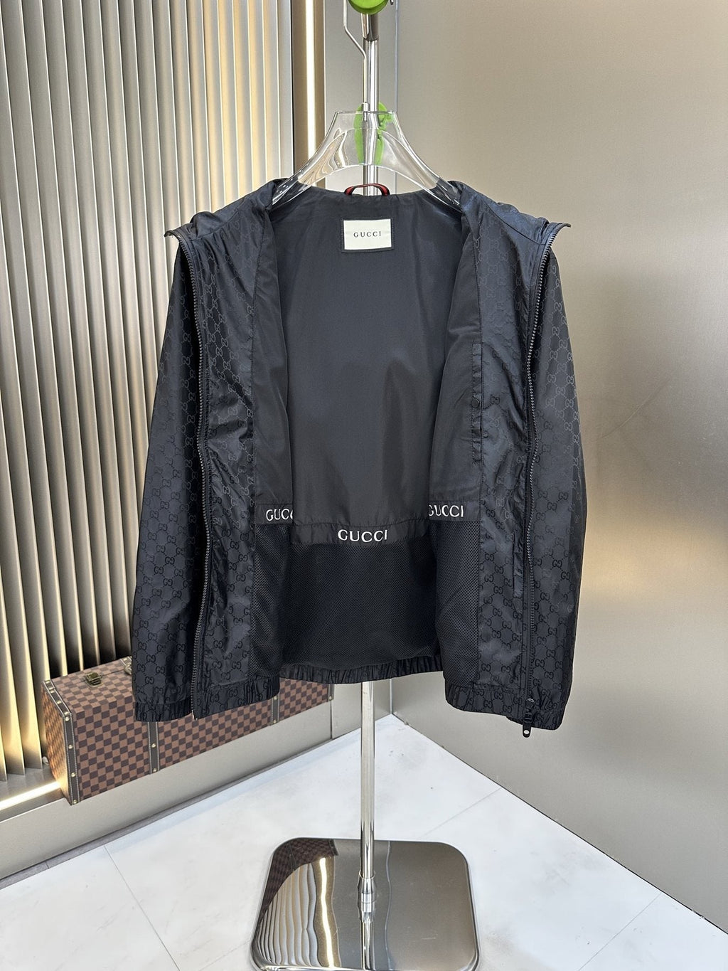 Gucci Tonal Monogram Hooded Zip Jacket