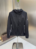 Moncler Hooded Zip-Front Jacket with Chest Emblem