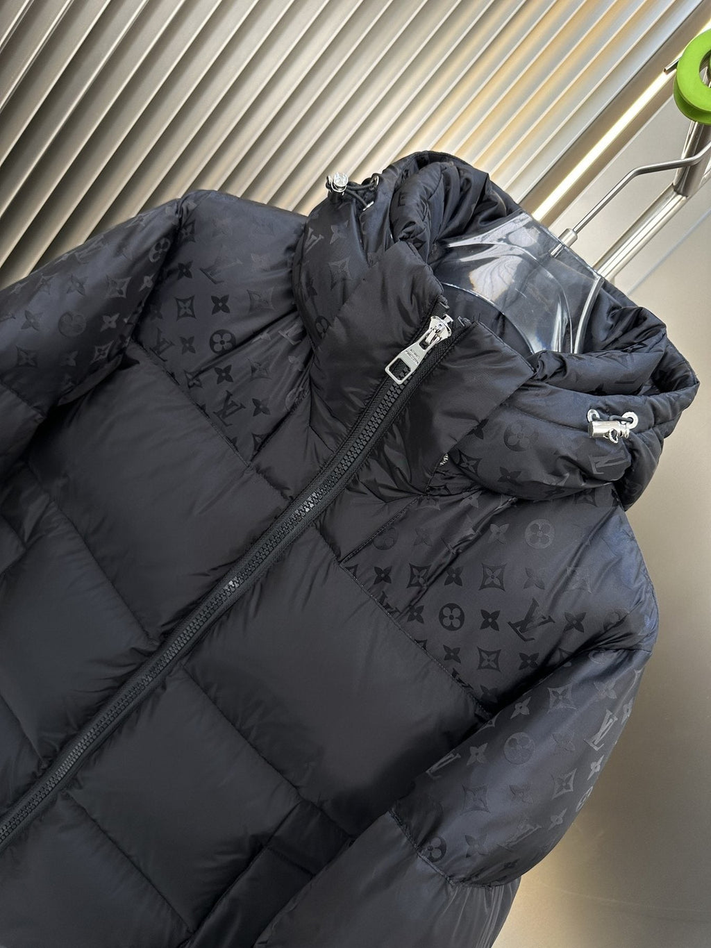 LV Tonal Monogram Hooded Puffer Coat
