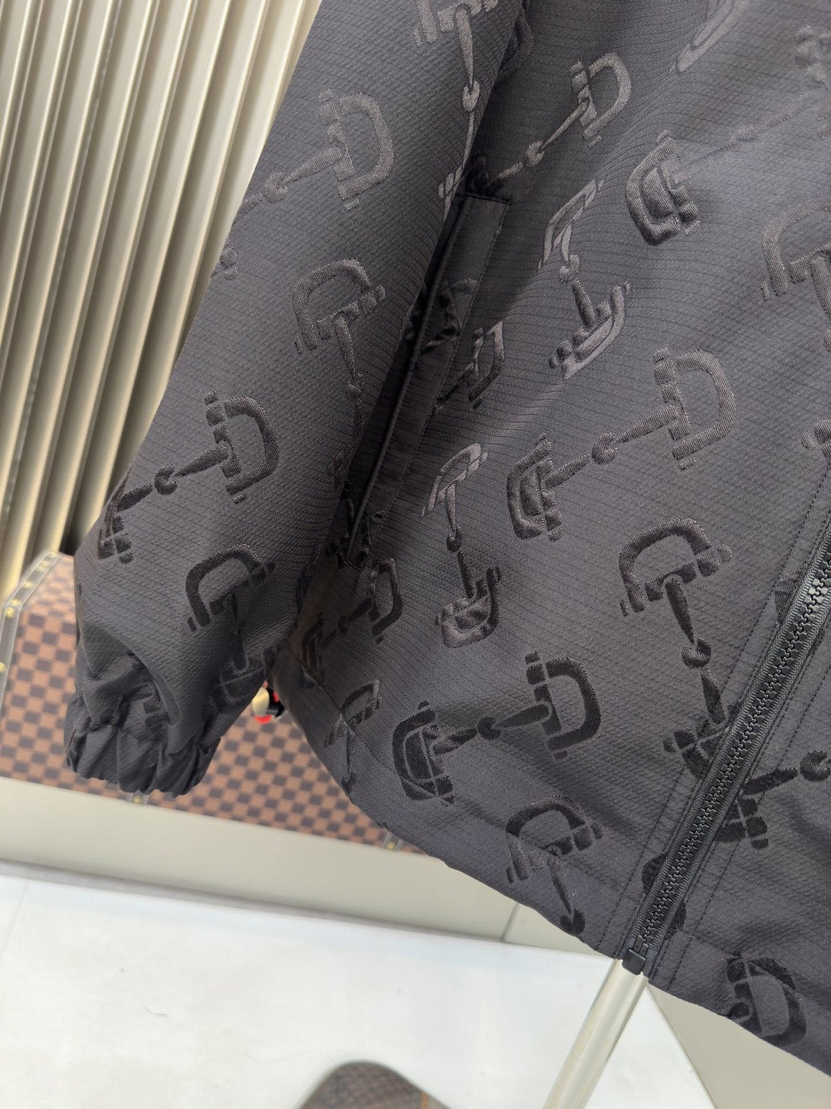 Gucci Tonal Pattern Hooded Zip Jacket