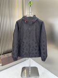 Gucci Tonal Pattern Hooded Zip Jacket
