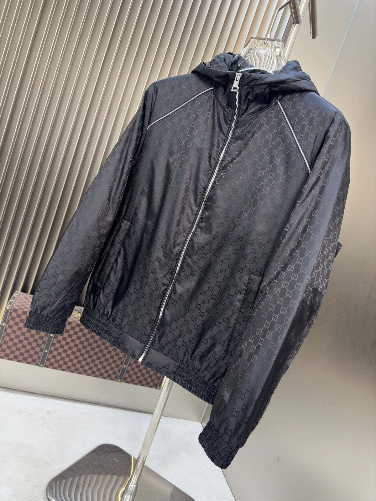Gucci Tonal Monogram Hooded Jacket