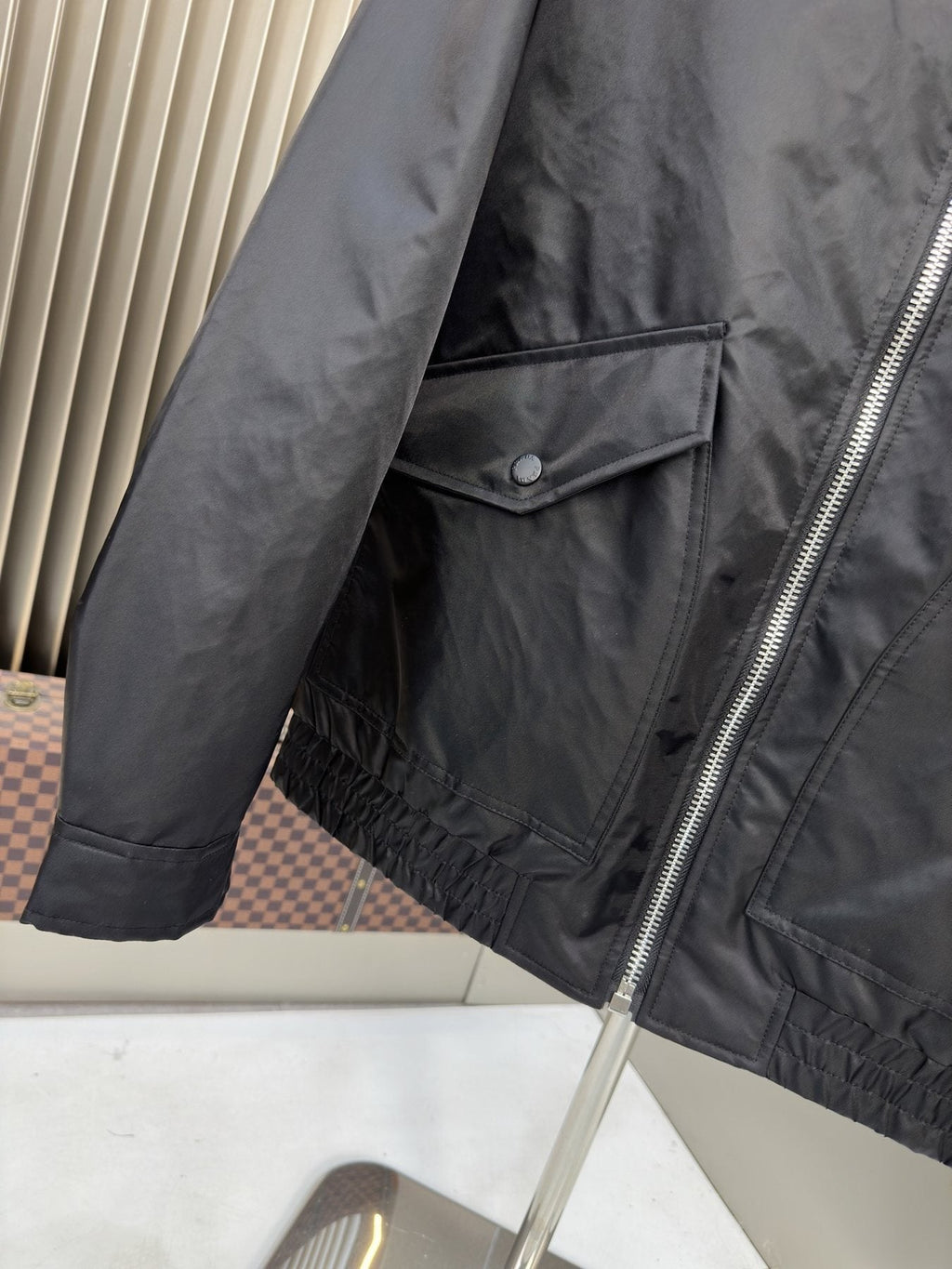 Prada Black Zip-Front Collared Jacket