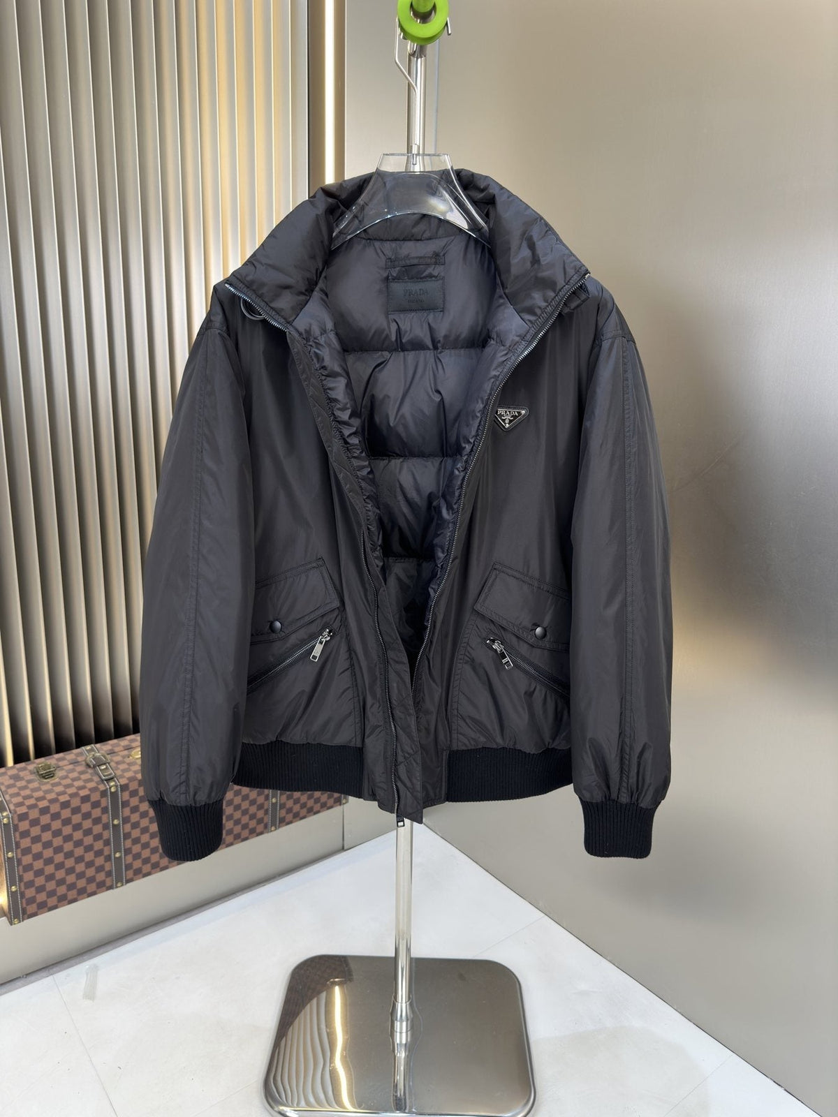 Prada Charcoal Padded Zip-Front Jacket