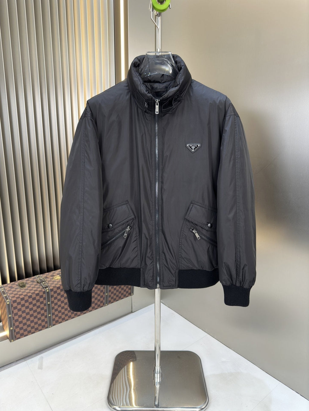 Prada Charcoal Padded Zip-Front Jacket