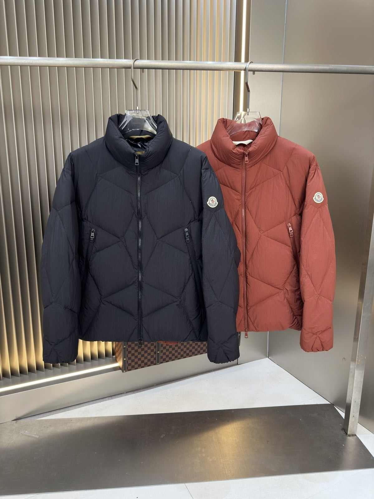 Moncler Chevron-Quilted Puffer Coat