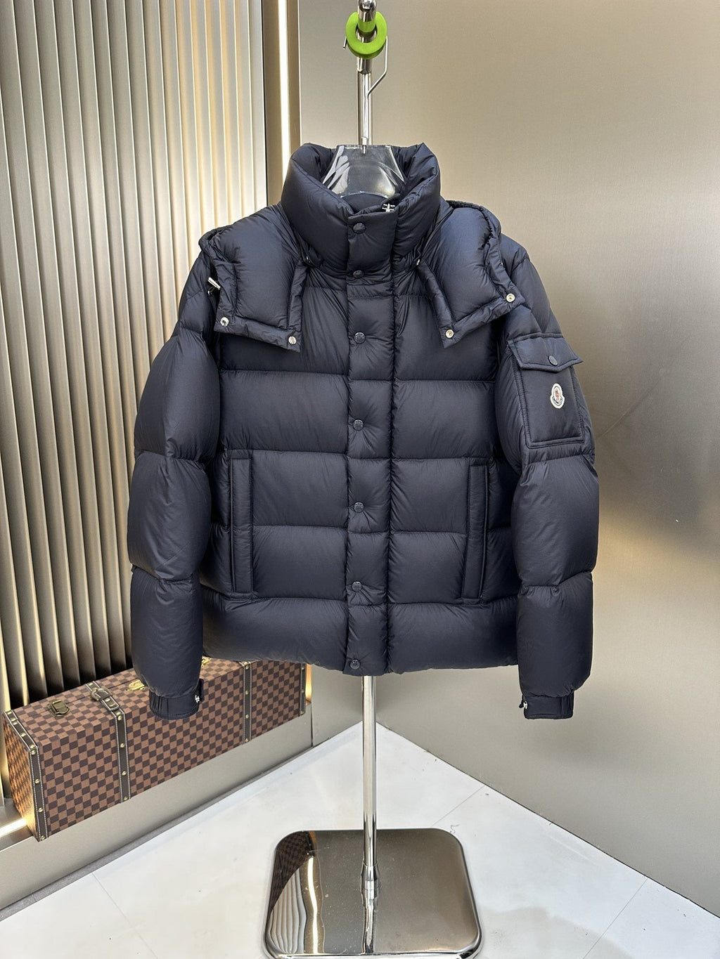 Moncler Black Hooded Quilted Puffer Coat