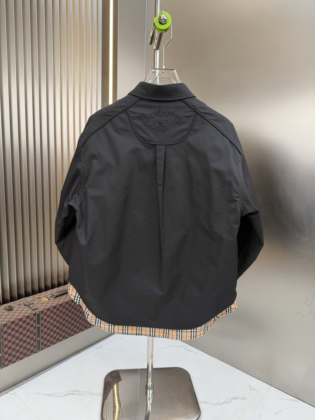 Burberry Plaid-Lined Button-Front Jacket