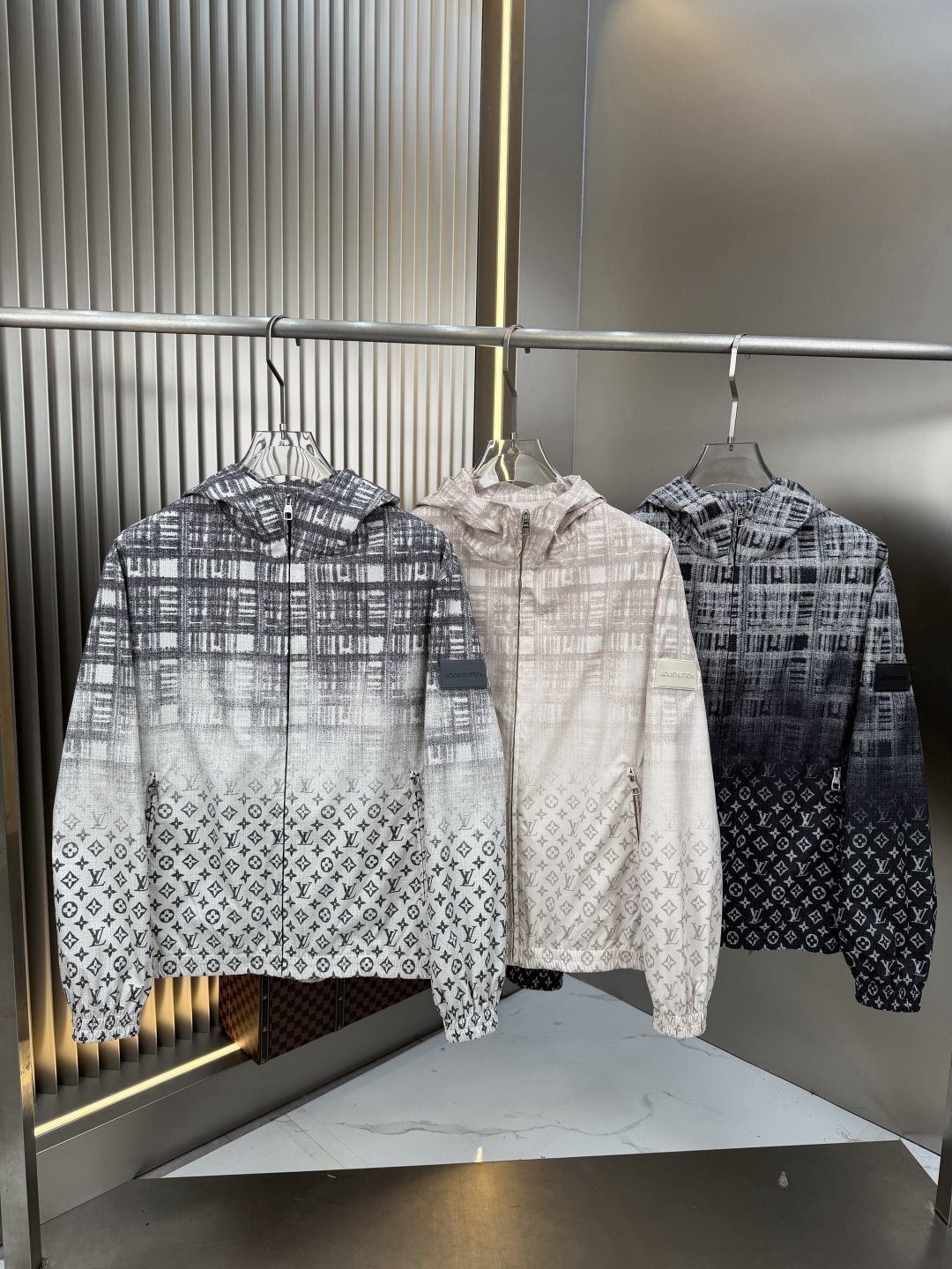 LV Gradient Panel Hooded Jacket