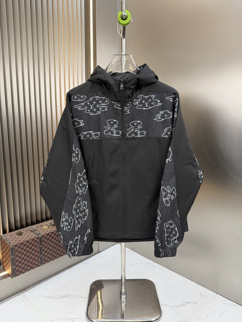 LV Hooded Cloud-Panel Zip Jacket