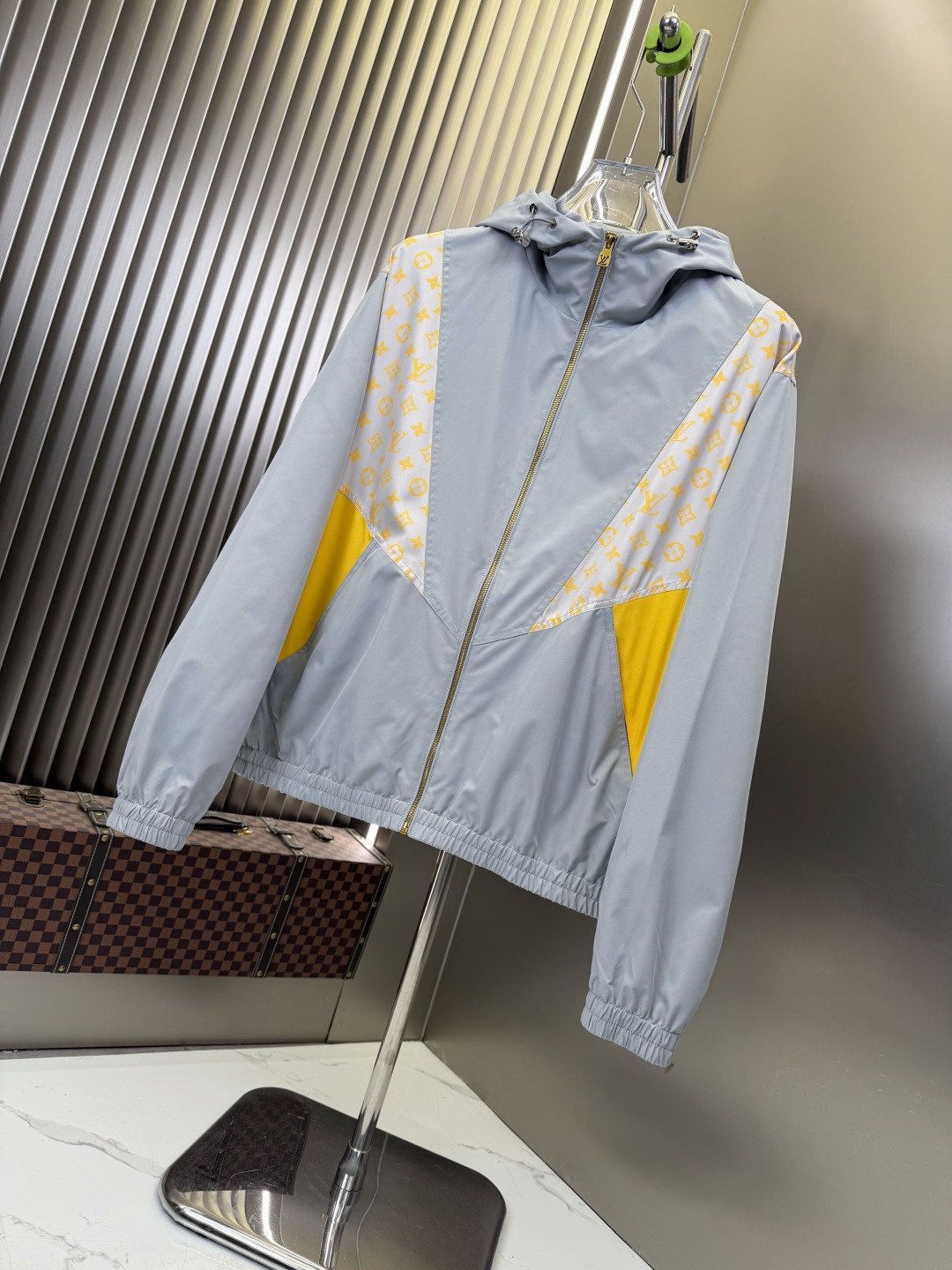 LV Light Blue Color-Block Hooded Windbreaker