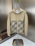 Burberry Hooded Zip Jacket with Check Panel