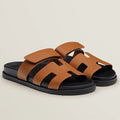 HERM Men's Chypre Sandals in Brown Calfskin