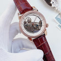 Patek Philippe Rose Gold Burgundy Strap Watch