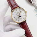 Longines Gold-Tone Burgundy Strap Watch
