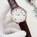 Longines Rose Gold-Tone Brown Strap Couple Watch Set